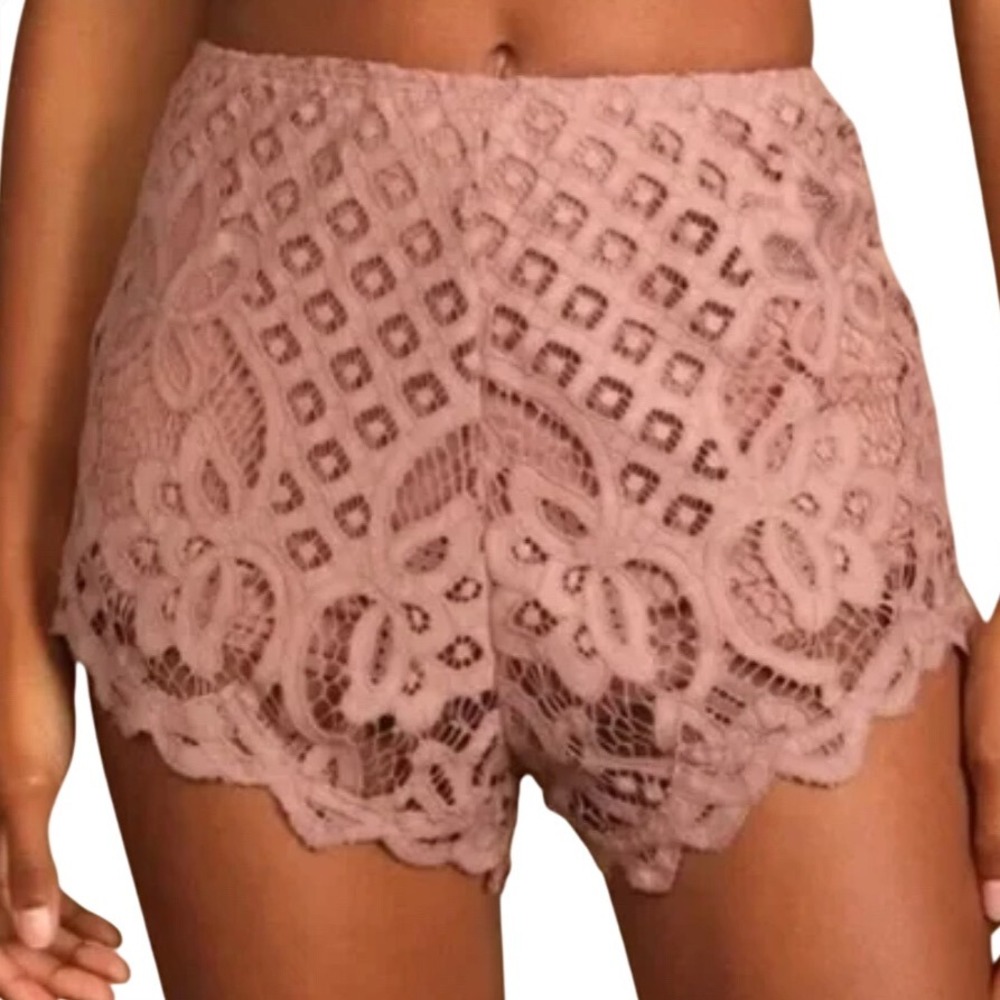 NWT‎ FREE PEOPLE FP One Intimately Adella Pink Ballet Lace Shorts Lingerie SMALL